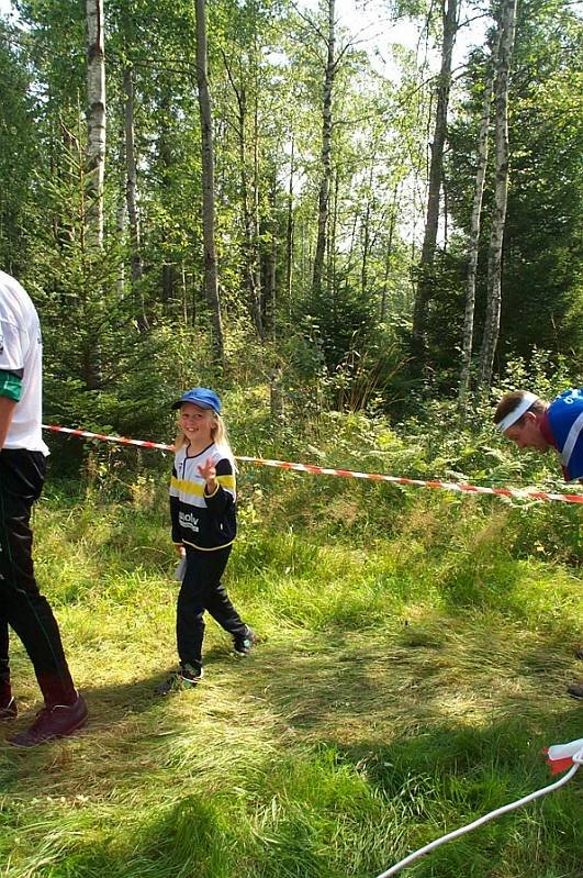 Frida på väg till start.