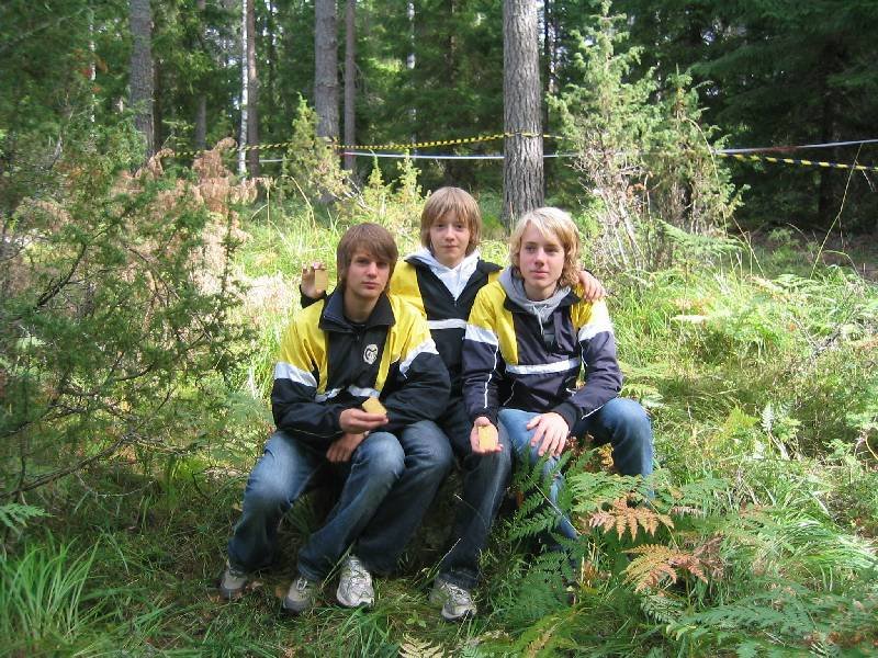 Gustav, Victor och Oskar, segrare i H14-klassen.