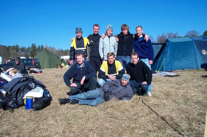Herrlaget: övre raden: Reto, Fredrik, Erik, Johan och Mats. Nedre raden: Pelle, Jösse och Thomas. Liggande: Peter.
