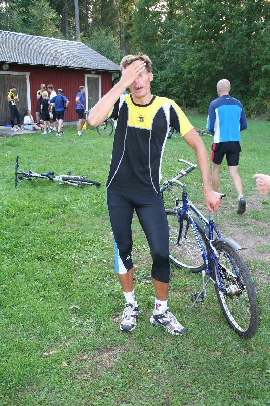 Jösse pustar efter spurten.